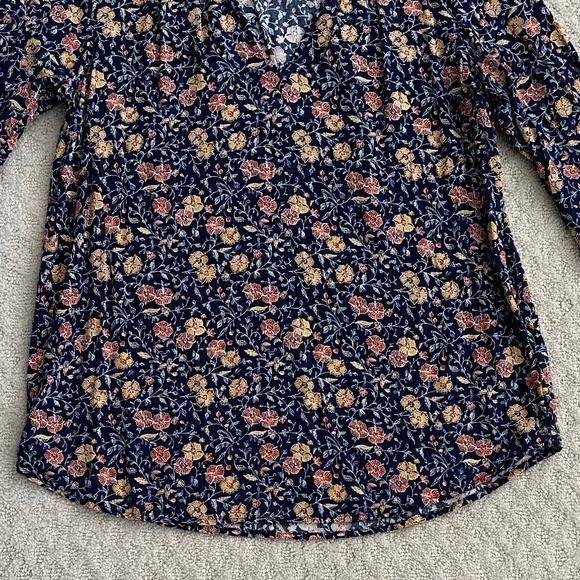 Old Navy Long Sleeve Peasant Blouse/Top Navy Blue Floral Size Medium - Picture 3 of 11